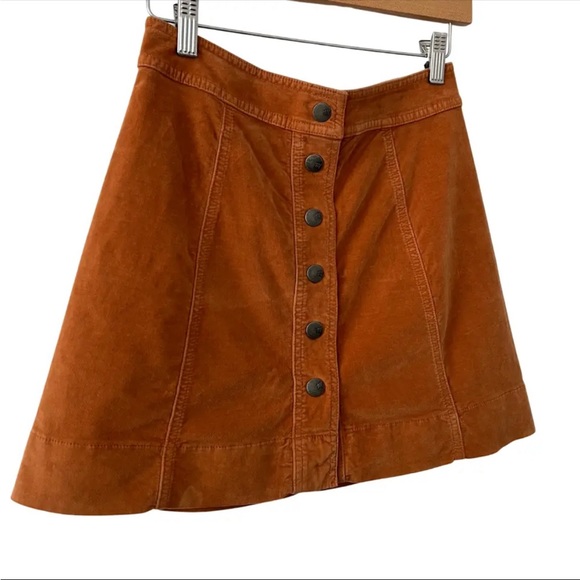 Madewell Velveteen Metropolis Snap Skirt Size 0 - Picture 2 of 3